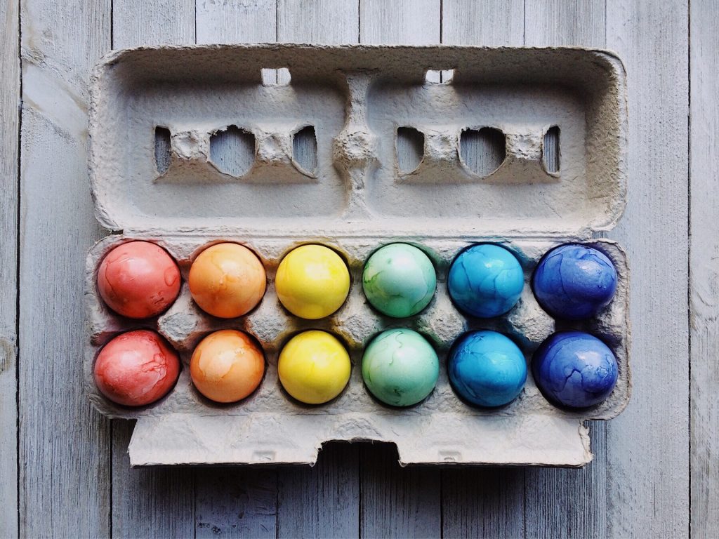 Multi-coloured eggs