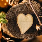 Heart-shaped biscuit on log