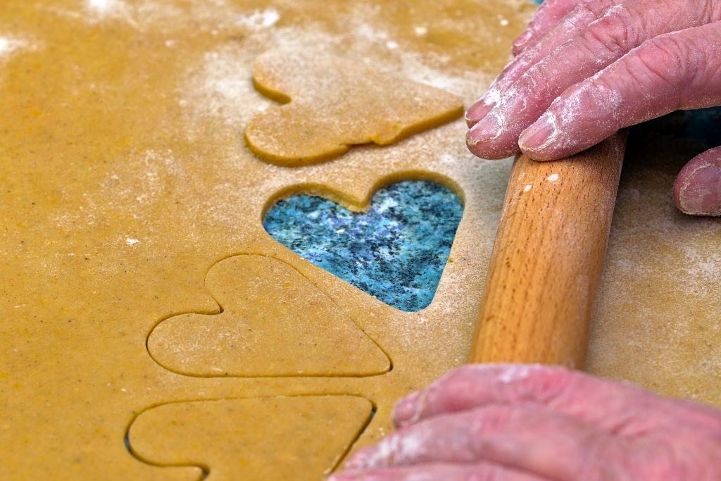 Heart-shaped dough